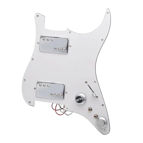 Schlagbrett für E-Gitarre HH-Messingabdeckung zwei Humbucker-Spulen geteiltes Schlagbrett LP-Stil Humbucker geladen vorverdrahtete Schlagplatte Schlagbrett-Tonabnehmer-Kit von DJYUIOT