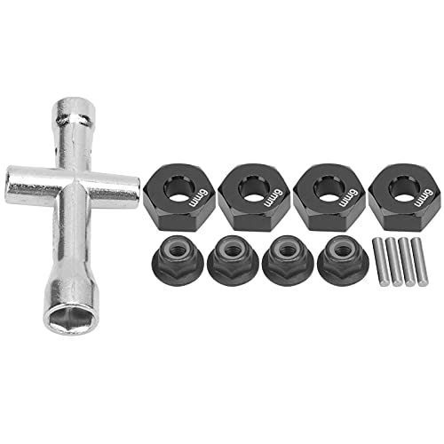 12 -mm -Rad -Hub -Hub -Adapter stark 6 mm dickes Aluminium Set Easy Installieren Sie 1/10 RC -Auto (Schwarz) von DMLENGOIN