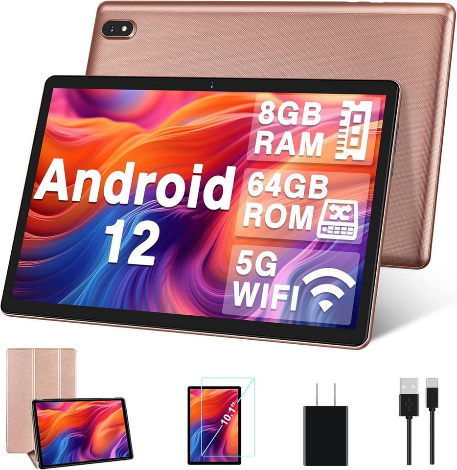 DMOAO mit 5G WLAN, HD Tablet (64", 64 GB, Android 12, 8 Kerne 2,0 GHz, Bluetooth 5.0, Dual-Kamera 5 MP + 5 MP, 6000 mAh) von DMOAO