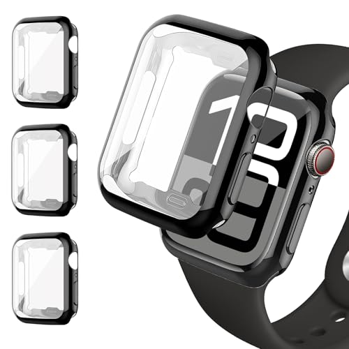 3 Stück Hülle mit Displayschutz für Apple Watch se/2 Schutzhülle 40mm 44mm 45mm 41mm 46mm 42mm 38mm 49mm,Rundum Hülle Weiches TPU Case Glas Schutzfolie für iWatch Series 10 9 8 7 6 5 4 3 SE Ultra/2 von DMVEIMAL