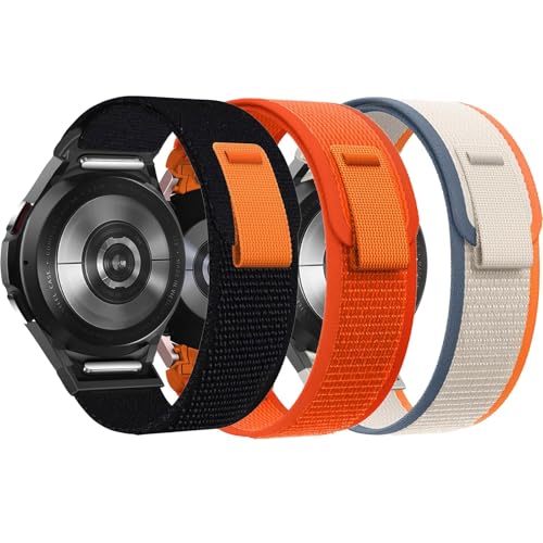 3 Stück Trail Loop Armband für Samsung Galaxy Watch 7/6/5/4/FE 40mm 44mm/Watch 6 Classic 47mm 43mm/4 Classic 46mm 42mm/5 Pro 45mm Armbänder,One Click Nylon Sport Band Klettverschluss Ersatzarmband von DMVEIMAL