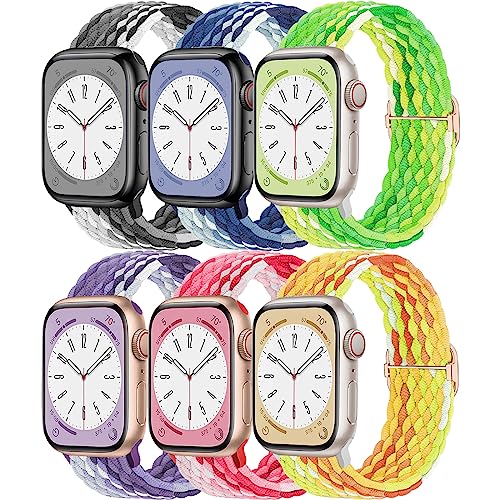 Geflochten Armbänder für Apple Watch Armband 42mm 40mm 41mm 46mm 44mm 45mm 49mm 38mm Damen/Herren,Elastisch Nylon Solo Loop Band für Apfelband Apple Watch 10 iWatch Series 10/9/8/7/6/5/4/3/SE/Ultra/2 von DMVEIMAL