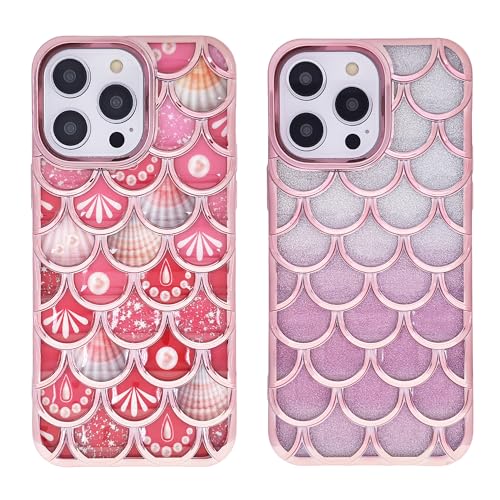 DMaos Kompatibel mit iPhone 13 Pro Max Hülle für Mädchen, 3D Meerjungfrau Design, 2-teiliges Muster mit Glitzer/Muschel, Niedlich für iPhone13 Pro Max 6.7'' - Rosa von DMaos