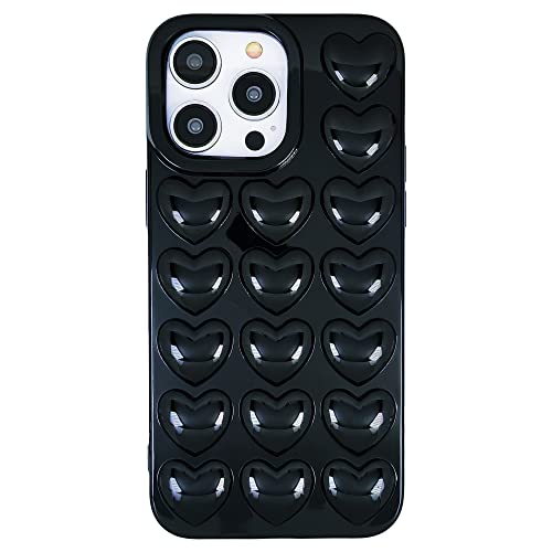 DMaos für iPhone 16 Hülle für Frauen, 3D Pop Blase Herz Niedlich Gel Cover, Nette Girly für iPhone16 6,1 Zoll - Schwarz von DMaos