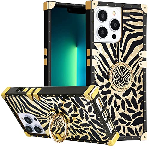 DMaos für iPhone 16 Pro Max Hülle mit Ring für Damen, Gold Wunderschöner Strass Bling Diamant Ständer, Premium für iPhone16 Pro Max 6.9'' - Zebra von DMaos