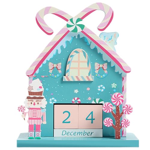 Calendar Wooden House, Desk Calendar Blocks, House Shape Wooden Calendar Blocks, Christmas Wooden Calendar, Month Date Display Blocks For Home Decor, Desk Accessories, von DNCG