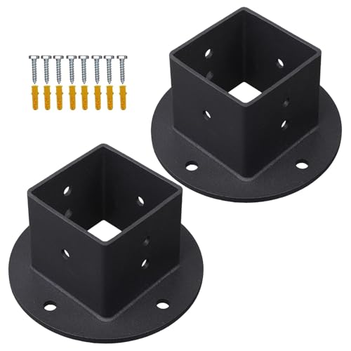 Post Base, Square Post Flange Base, Fdeck Post Base, Loor Flange Mounting Bracket, 2X Square Wall Mount Bracket Heavy Duty Post For Deck Railing Mailboxes For 2 X2 Inch Post Inside Diameter von DNCG