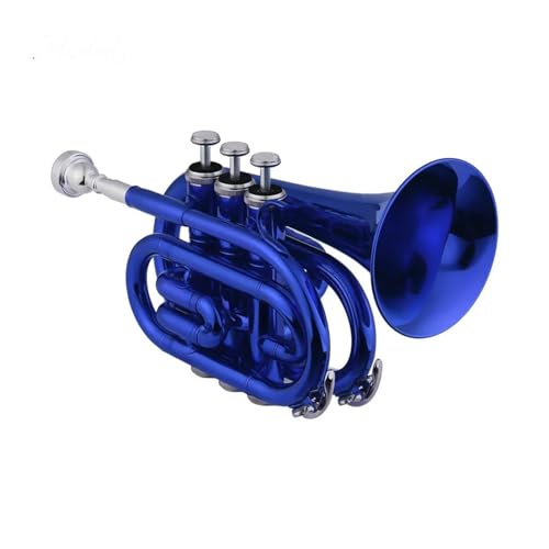 Professionell Trompete Trompeteninstrument Mini-Taschentrompete Bb-Messingblasinstrument mit Mundstück von DNJID