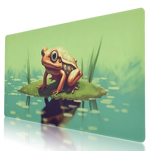 Langlebiges und waschbares Mauspad mit Frosch-Design, 90 x 40 cm, rutschfeste Gummiunterseite, ideal für einfaches Tippen und Spielen von DNOVING