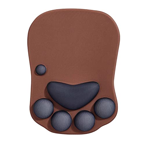 DOBAOJIA Mauspad mit Handgelenkstütze, Mauspad Katzenpfote, Ergonomische Mauspad, 3D Silikon Gel Mauspad, Mouse Pad, Mouse Mat, Rutschfester Boden, für Zuhause/Büro/Gaming, Braun & Schwarz von DOBAOJIA