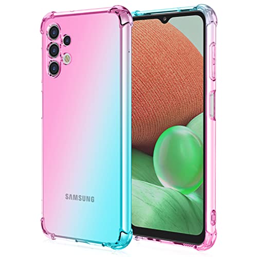 DOINK Bunt Farbverlauf Hülle für Samsung Galaxy A13 4G, Durchscheinend TPU Silikon Handyhülle mit StoßFest Bumper - Rosa Grün von DOINK