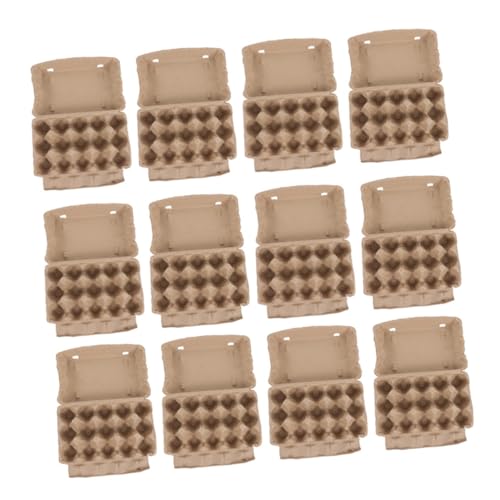 DOITOOL 12St Eierablage Eierkarton aus Pappe Eierkartons aus Pappe leere Eierschale Eierhalter Eierverpackungskarton teuflisches Eierfach Eierkorb zum Sammeln frischer Eier Papier Beige von DOITOOL