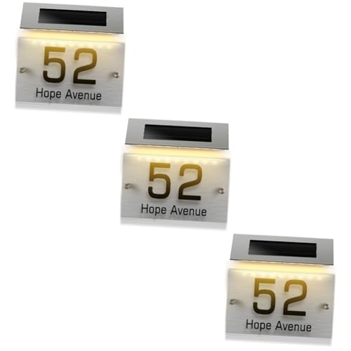 DOITOOL 3 Sätze Hausnummern Adresslicht Solar Nummernschild Licht Personalisierte Solar Hausnummer Hausnummer Solarlicht Beleuchtete Adressnummern Solar LED Schilder Türschild Aus von DOITOOL