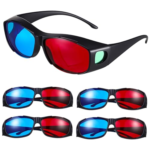 DOITOOL 5 STK rote und Blaue 3D-Brille farbenblinde Brille 3D-Filmbrille rot Blaue Brille Die Fernsehbrille 3D-Sichtbrille Anaglyphenbrille Umweltfreundlicher Kunststoff von DOITOOL