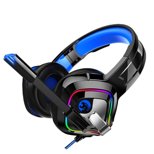 DOITOOL Kabel-Headset kabelgebundenes Gaming-Headset Coole Gaming-Kopfhörer Gamer kopfhörer mit mikrofon gamingheadset mit mikrofon Gaming Headset kabellose kopfhörer Spiel Kopfhörer Blue von DOITOOL