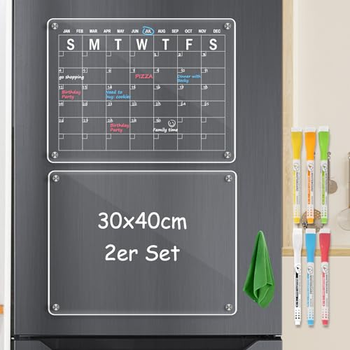 DOLLAR BOSS 2PCS Kalender Acryl Kühlschrank, 30 x 40cm Wochenplaner für den Kühlschrank, magnetischer wochenplaner kühlschrank, kalender kühlschrank von DOLLAR BOSS