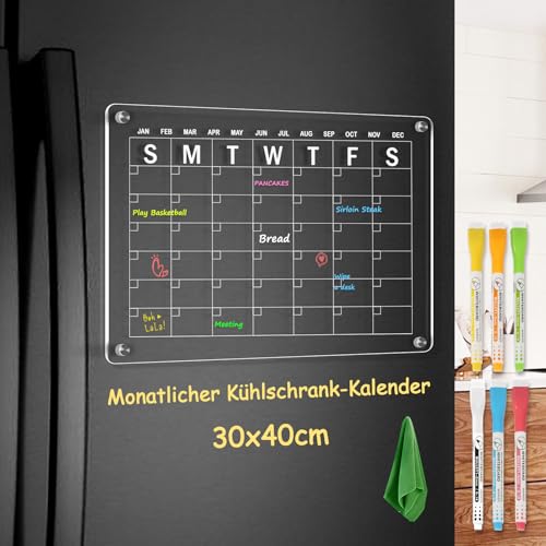 DOLLAR BOSS 30 x 40cm Kalender Acryl Kühlschrank, Wochenplaner für den Kühlschrank, magnetischer wochenplaner kühlschrank, kalender kühlschrank von DOLLAR BOSS