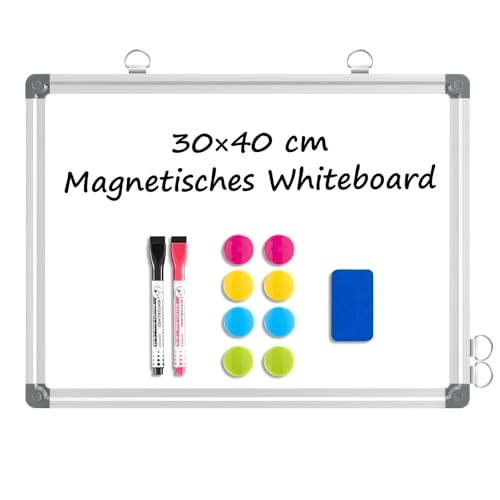 DOLLAR BOSS Magnetisches Whiteboard, 30X40CM Magnettafel Magnetpinnwand mit 2 Whiteboard Stifte, 8 Magnete and 1 White board Radiergummi, für Schule & Haus und Büro von DOLLAR BOSS