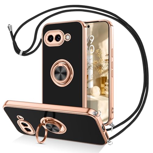 DOMAVER Google Pixel 9a Hülle mit Band, Handyhülle Google Pixel 9a Case mit 360 Grad Ring Ständer, Handykette Galvanisierte TPU Cover, Magnetische Autohalterung Schutzhülle, Schwarz DOMAVER Google Pixel 9a Hülle mit Band, Handyhülle Google Pixel 9a Case mit 360 Grad Ring Ständer, Handykette Galvanisierte TPU Cover, Magnetische Autohalterung Schutzhülle, Schwarz von DOMAVER
