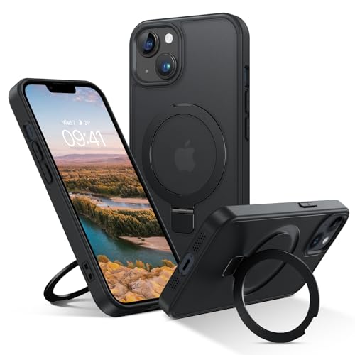 DOMAVER Magnetische Schutzhülle für iPhone 13/14 6,1 Zoll mit Ringhalterung, kompatibel mit MagSafe, unsichtbare Halterung, durchscheinend, matte Rückseite, stoßfest, Anti-Fingerabdruck, Schwarz DOMAVER Magnetische Schutzhülle für iPhone 13/14 6,1 Zoll mit Ringhalterung, kompatibel mit MagSafe, unsichtbare Halterung, durchscheinend, matte Rückseite, stoßfest, Anti-Fingerabdruck, Schwarz von DOMAVER