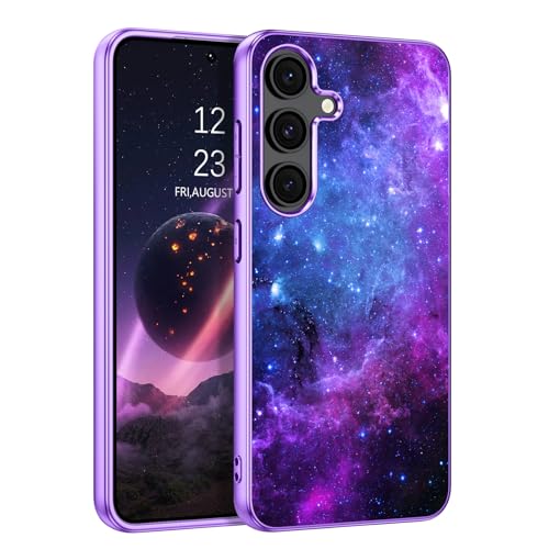 DOMAVER Muster Hülle für Samsung Galaxy S25, Handyhülle Samsung S25 6.2'' Case Leuchten im Dunkeln Nebula Muster Schutzhülle, TPU Dünne Bumper Stoßfeste Kratzfest Schutzhülle für Galaxy S25 - Blau von DOMAVER