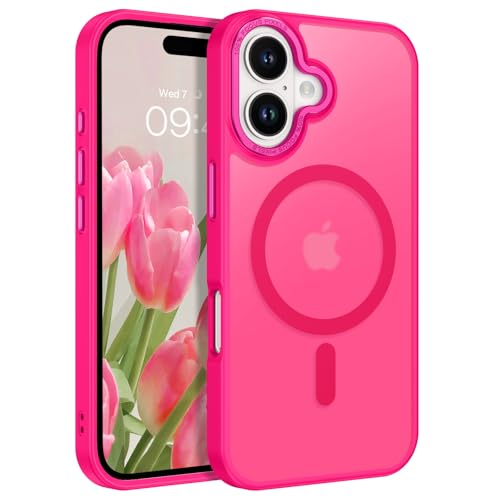 DOMAVER Magnetisch Hülle für iPhone 16 Plus Kompatible mit Mag-Safe, Handyhülle iPhone 16 Plus Case, Matt Transparente Material, Ultra Dünne Rundumschutz Schutzhülle für iPhone 16 Plus 6.7'', Roserot von DOMAVER