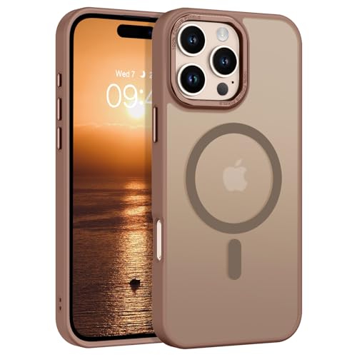 DOMAVER Schutzhülle für iPhone 16 Pro Max [kompatibel mit Mag Safe], durchscheinende matte Handyhülle für iPhone 16 Pro Max mit magnetischer schlanker Passform, stoßfeste Schutzhülle, Desert Titanium von DOMAVER