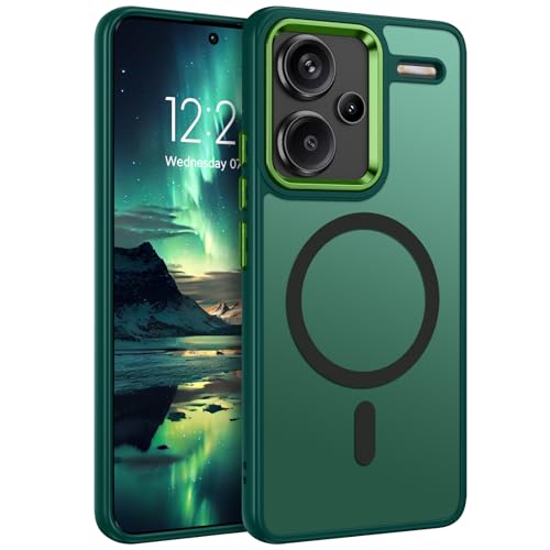 DOMAVER Xiaomi Redmi Note 13 Pro Plus 5G Hülle, Handyhülle Xiaomi Redmi Note 13 Pro+ Case, Durchscheinend Matt Stoßfeste Damen Männer Rundumschutz Schutzhülle, Grün von DOMAVER