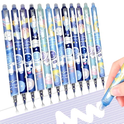 DOMAXWILL Radierbarer Kugelschreiber, 12 Stück Blau Tintenroller Radierbar Radierbare Stifte 0.5MM Kugelschreiber Radierbar, Radierbarer Tintenroller Gelschreiber Radierstifte von DOMAXWILL