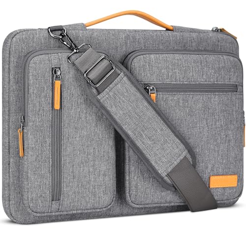 DOMISO 15,6 Zoll Laptop Hülle Notebook Tasche Wasserdicht mit Schultergurten und ausziehbarem Griff Wasserdicht für HP, Dell, Asus Notebook,Grau von DOMISO