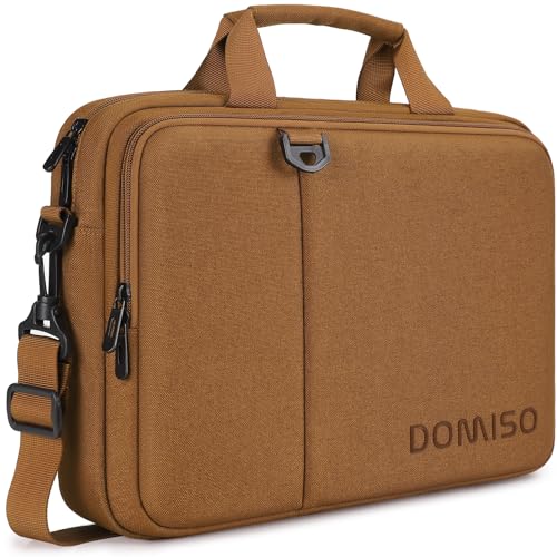 DOMISO 15,6 Zoll Laptop Tasche Aktentasche Schultertasche Wasserdicht Notebooktasche für 15.6" IdeaPad S510/Dell XPS 15/ThinkPad E575/HP Pavilion 15 Envy 15/Asus,Braun von DOMISO