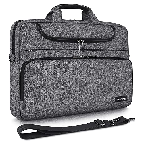 DOMISO 17 Zoll Wasserdicht Laptop Tasche Aktentasche Schultertasche Notebooktasche Business für 17-17.3" Notebook/Dell/Lenovo/Acer/HP/MSI/ASUS, Dunkelgrau&Schwarz von DOMISO