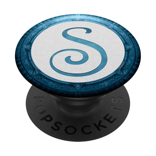 Vintage Blue Letter-S Grip mit geometrischem Design auf einem weißen PopSockets Klebender PopGrip von DONALetters