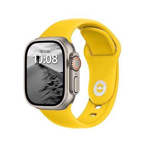 DONEGANI SB Armband Kompatibel mit Apple Watch Band Sport Series Ultra 9 8 7 6 5 4 3 2 1 SE 49mm 45mm 44mm 42mm 41mm 40mm 38mm Damen Herren Silikon Strap in farbe Zitronengelb von DONEGANI