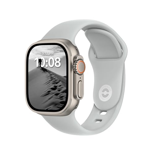 DONEGANI SB Armband für Apple Watch Band Sport Ultra 2 49mm, Series 10 46mm, 9 8 7 45mm, SE 6 5 4 44mm, 3 2 1 42mm Damen Herren Silikon Strap, Mondgrau von DONEGANI