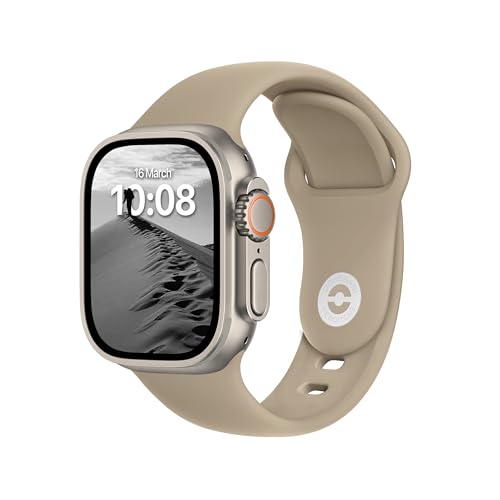 DONEGANI SB Armband für Apple Watch Band Sport Ultra 2 49mm, Series 10 46mm, 9 8 7 45mm, SE 6 5 4 44mm, 3 2 1 42mm Damen Herren Silikon Strap, Travertin von DONEGANI