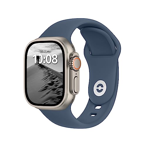 DONEGANI SB Armband für Apple Watch Band Sport Ultra 2 49mm, Series 10 46mm, 9 8 7 45mm 41mm, SE 6 5 4 44mm 40mm, 3 2 1 42mm 38mm Damen Herren Silikon Strap, Abgrundblau von DONEGANI