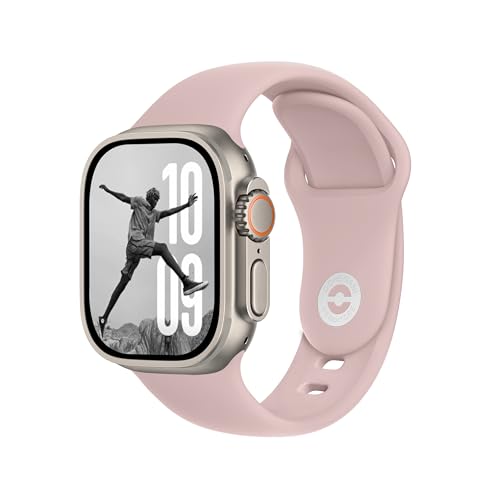 DONEGANI SB Armband für Apple Watch Band Ultra 2 49mm, Series 10 46mm, 9 8 7 45mm 41mm, SE 6 5 4 44mm 40mm, 3 2 1 42mm 38mm Damen Herren Sport Silikon Strap Millennial-Rosa von DONEGANI