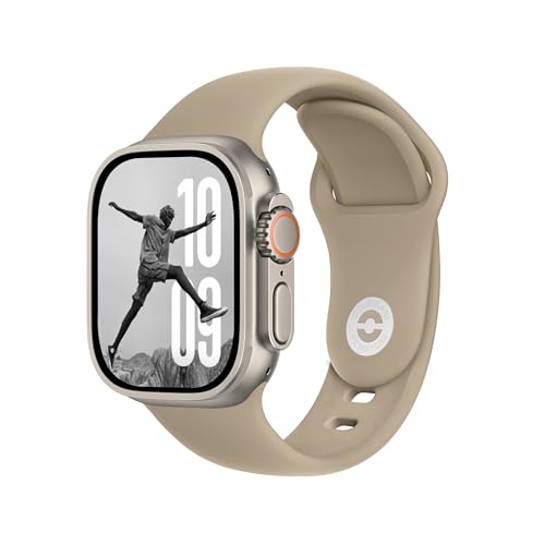 DONEGANI SB Armband für Apple Watch Band Ultra 2 49mm, Series 10 46mm, 9 8 7 45mm 41mm, SE 6 5 4 44mm 40mm, 3 2 1 42mm 38mm Damen Herren Sport Silikon Strap Travertin von DONEGANI