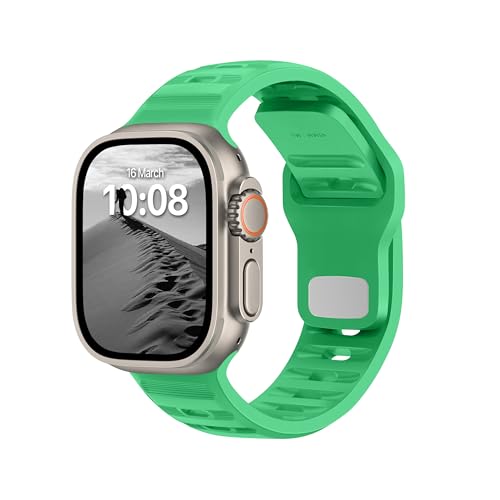 DONEGANI UC1 Armband Kompatibel mit Apple Watch Band Sport Series Ultra 9 8 7 6 5 4 3 2 1 SE 49mm 45mm 44mm 42mm 41mm 40mm 38mm Damen Herren Silikon Strap in farbe Giftgrün von DONEGANI
