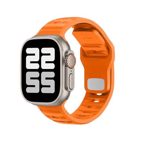 DONEGANI UC1 Armband für Apple Watch Band Ultra 2 49mm, Series 10 46mm, 9 8 7 45mm 41mm, SE 6 5 4 44mm 40mm, 3 2 1 42mm 38mm Damen Herren Sport Silikon Strap, Orange von DONEGANI