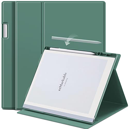 DONGZHU Schutzhülle für Remarkable 2 Papier-Tablets - verstellbare Klapphülle mit integriertem Stifthalter, für 26,2 cm (10,3 Zoll) 2020 (Dunkelgrün) von DONGZHU
