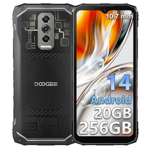 DOOGEE Blade 10 Ultra Outdoor Handy Android 14, 20GB+256GB/2TB TF Outdoor Smartphone Ohne Vertrag, 6.56zoll HD+ Baustellenhandy 10.7mm Ultraldünn, 50MP+8MP, 5150mAh, IP68 Wasserdicht/NFC/Face ID/GPS von DOOGEE