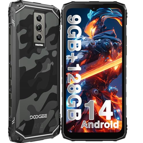 DOOGEE Blade10 Outdoor Handy 10.7mm Ultradünnes, Android 14, 6,56" HD+ 90Hz, 16MP+ 8MP Morpho Kamera, 4G Dual SIM + 1 TF Card, 9GB RAM + 128GB ROM/2TB TF Handy Ohne Vertrag, 5150mAh, FaceID/NFC/IP68 von DOOGEE