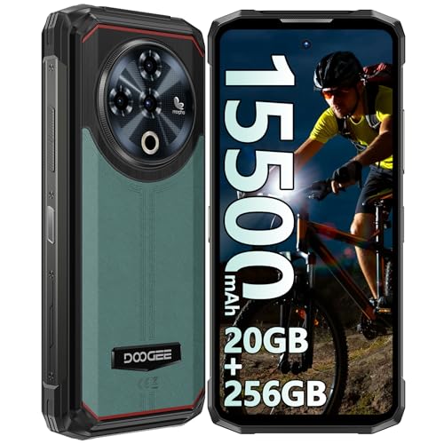 DOOGEE Fire 6 Power Outdoor Smartphone Ohne Vertrag - 15500mAh, 20GB+256GB Outdoor Handy, 6.56" 50MP Baustellenhandy, 4G Triple SIM Android 14 Smartphone, IP68/69K/NFC/120LM Dual LED Taschenlampe von DOOGEE