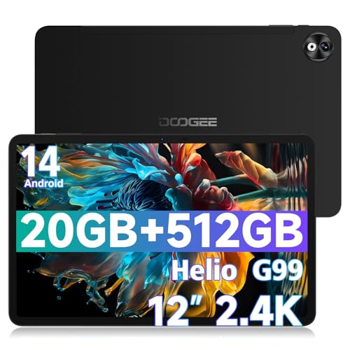 DOOGEE T40 PRO Tablet 12 Zoll, Android 14 Tablet, 20GB RAM+512GB ROM(2TB TF) Tablet PC, 2.4K Helio G99 Gaming Tablet, 10800mAh Akku Tablet mit 16MP+8MP 4G Dual SIM/ 5G WiFi/GPS/Widevine L1 von DOOGEE