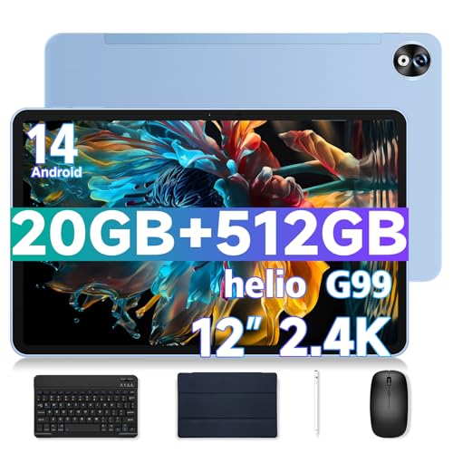 DOOGEE T40 PRO Tablet mit Tastatur, 20GB RAM +512GB ROM(2TB TF) Tablet PC,Tablet 12 Zoll Helio G99 Gaming Tablet,10800mAh Akku Android 14 Tablet LTE, 2.4K Android Tablet mit Stift 16MP 4G Dual SIM von DOOGEE