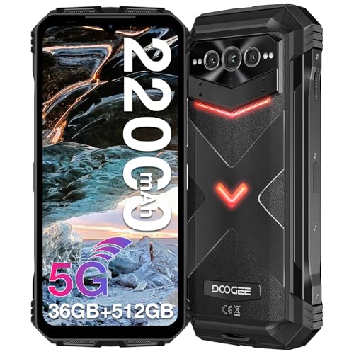 DOOGEE V MAX PLUS(2024) 5G Outdoor Handy, 512GB ROM 36GB RAM 22000mAh 6,58'' FHD+120Hz Android 14 Outdoor Smartphone Ohne Vertrag 200MP+32MP+20MP Nachtsichtkamera WiFi 6/Fingerabdruck ID/NFC/IP69K/OTG von DOOGEE