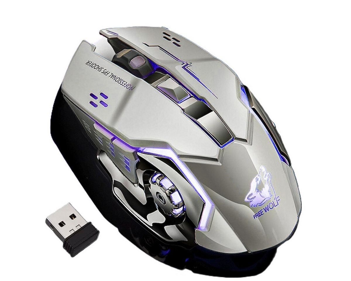 DOPWii Gaming-Maus, USB, 7 Farben mit LEDs,Grau Gaming-Maus von DOPWii