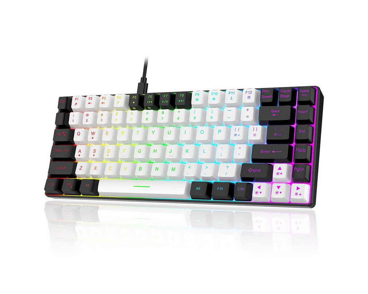 DOPWii Kabelgebundene Gaming-Tastatur, 84 Tasten, kompakt und tragbar, ergonomische Tastatur (mechanisches Gefühl, 11 RGB-Beleuchtungsmodi) von DOPWii